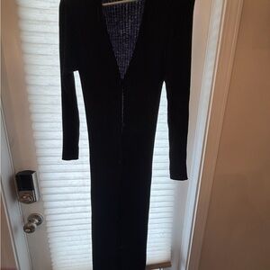 Victoria's Secret Black Ribbed Long Sleeve Midi Dress